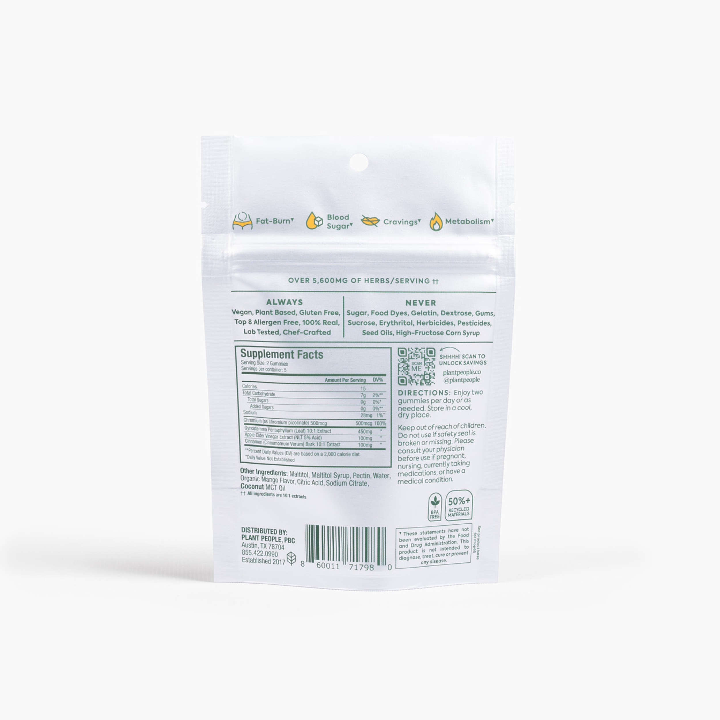 Back of Packaging WonderBurn 5-Day Trial