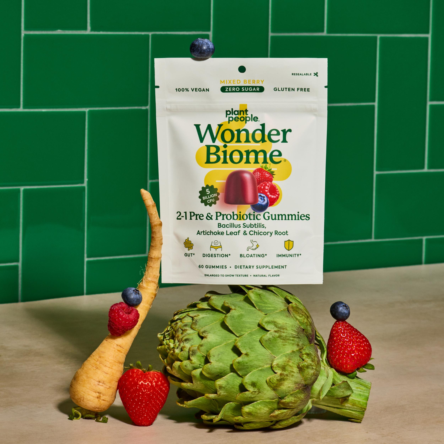 WonderBiome 2-1 Pre & Probiotic Gummies by Plant People