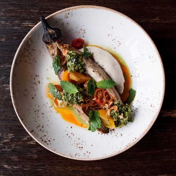 Recipe: Fire Roasted Eggplant, Tahini and Schug
