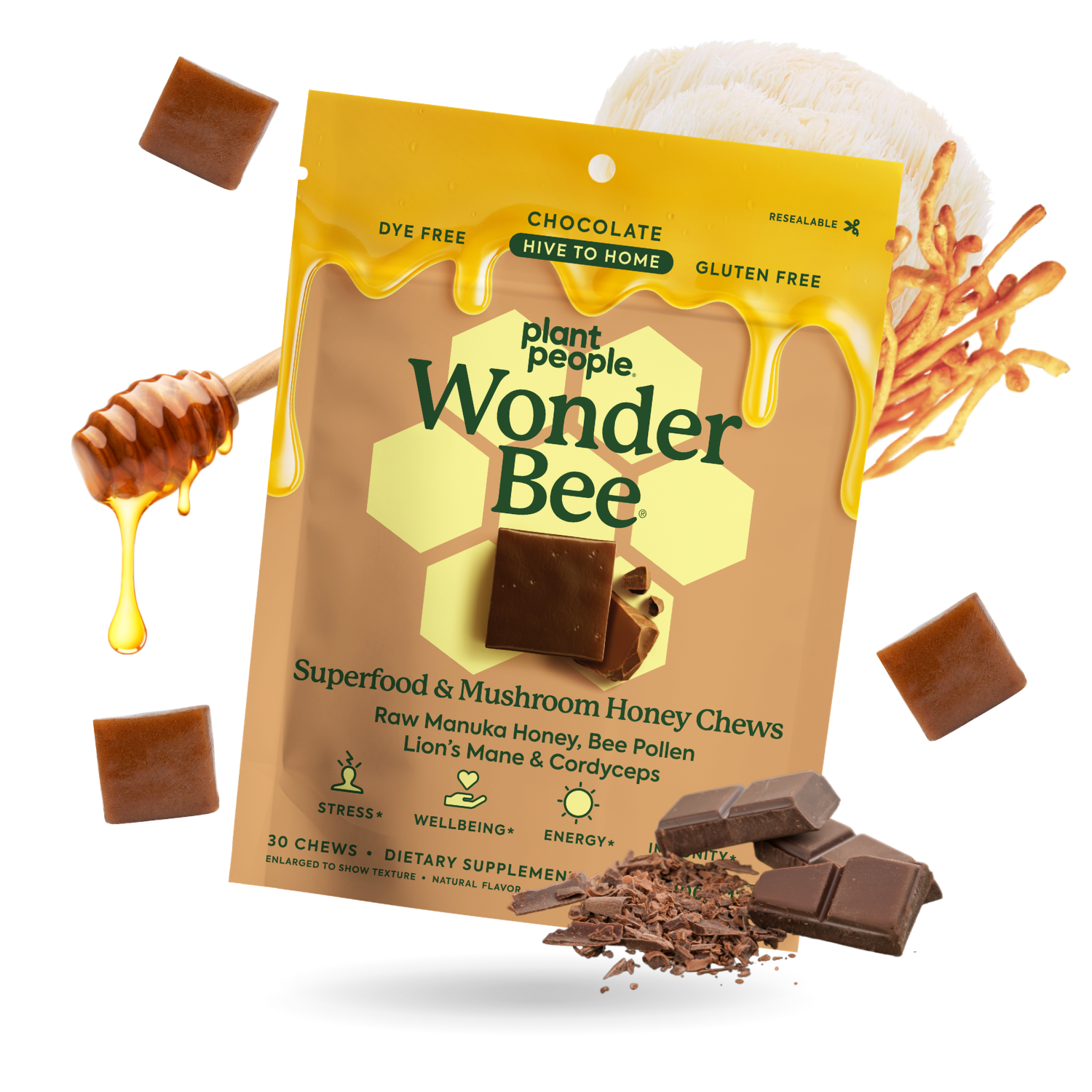 WonderBee Superfood & Super Mushroom Honey Chews | Plant People