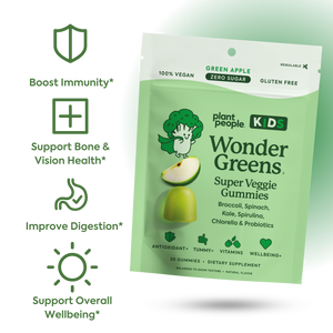 WonderGreens HIDS Veggie Gummies-Plant People Benefits: Boost immunity*, support bone and vision health*, improve gut health*, support overall wellbeing*